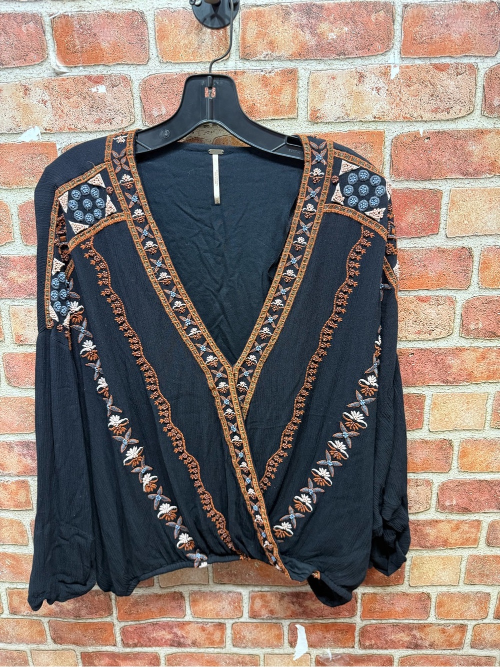 Free People Crescent moon embroidered blouse